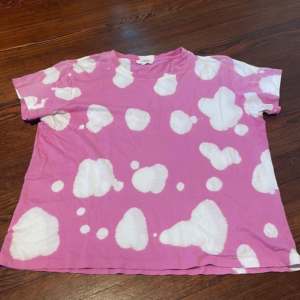 Leallo Women’s Pink and White Tie Dye Shirt Size M